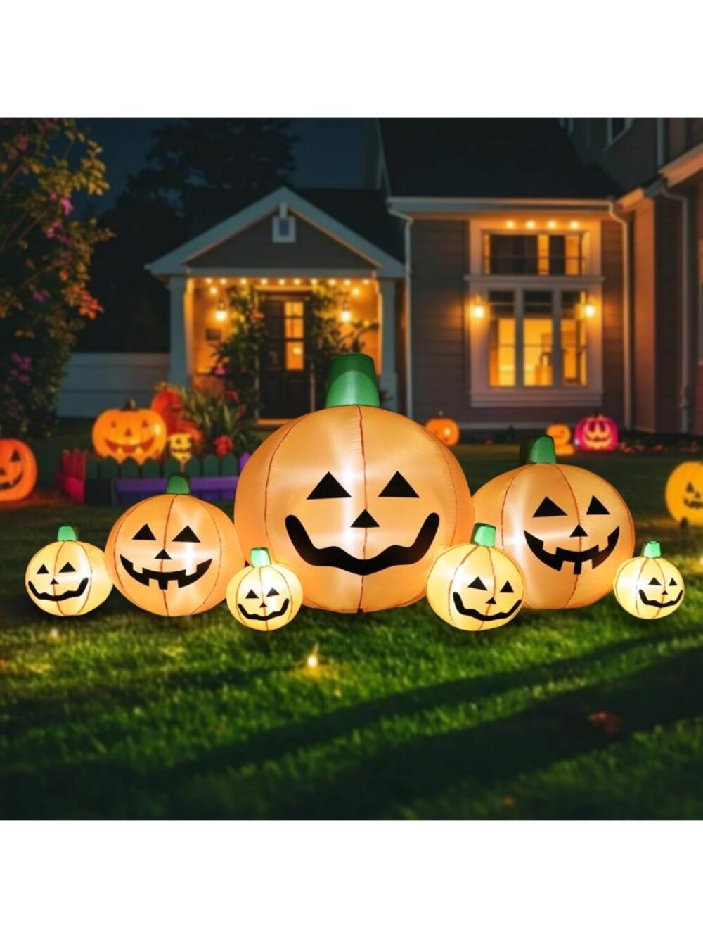 8.7 FT Halloween Inflatable Pumpkins with LEDs - Cute Outdoor Yard Decor for